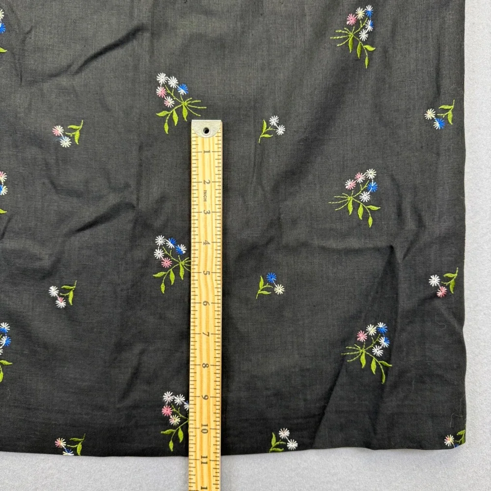 Talbots Petites Black Irish Linen Floral Embroidered Sleeveless Maxi Dress 12P - Picture 6 of 11